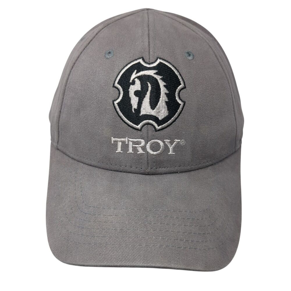 Troy Strapback Baseball Cap Gray One Size Adjustable Embroidered Vented Holes